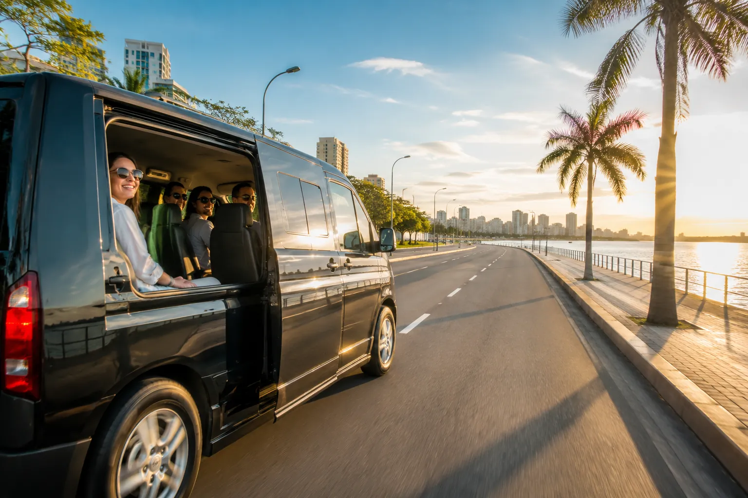 Veículo privativo com ar-condicionado usado no city tour de Assunção