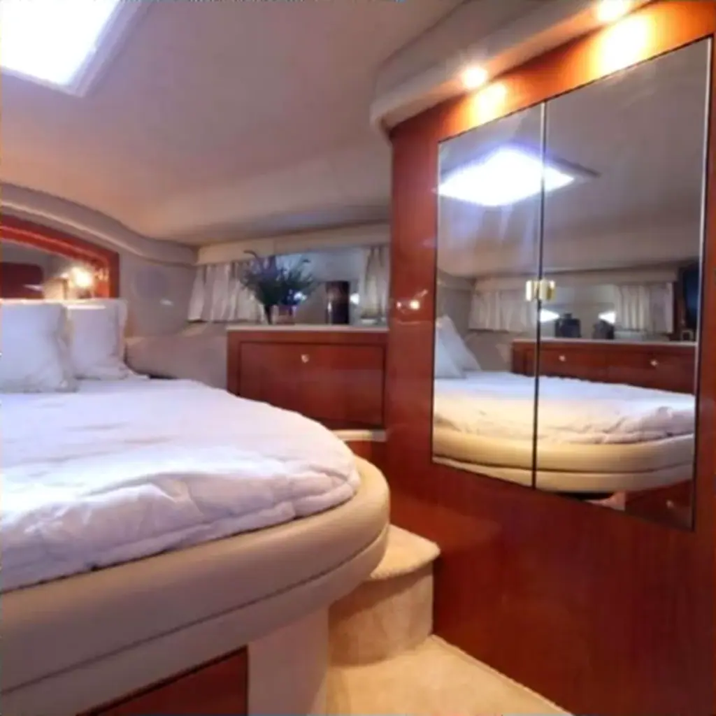 Yacht cabin with double bed