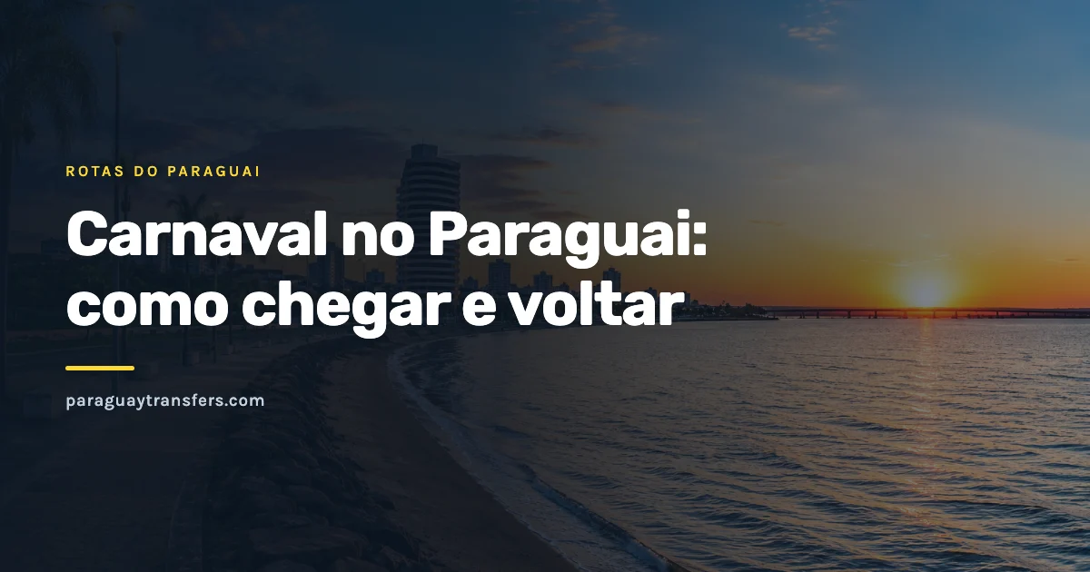 A costanera de Encarnación ao entardecer, com a praia sobre o rio Paraná, os prédios da cidade e a ponte para Posadas ao fundo