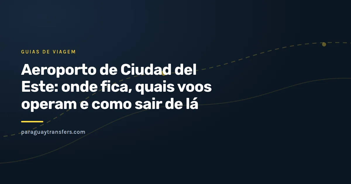 Portada gráfica da Paraguay Transfers com a silhueta de um avião sobre uma pista e uma estrada que segue até a Ponte da Amizade, nas cores da marca